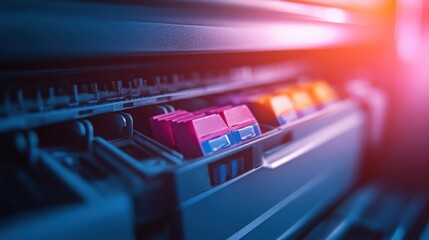 Poster - Changing Cartridges in Industrial Printer During Print Job