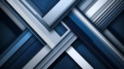Wall Mural - a professional abstract banner with clean, overlapping blue and gray triangles and subtle gradients