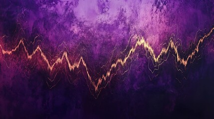 Wall Mural - a radiant composition with glowing zigzag lines creating a lightning-like effect on a deep purple ba