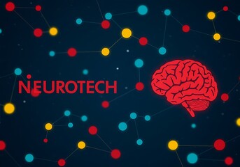 Poster - Neurotech Company Logo with Brain and Connections