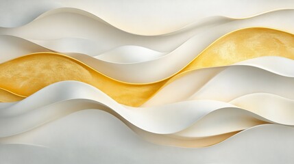 Wall Mural - golden fabric undulates against a light-hued backdrop with an elegant design aesthetic