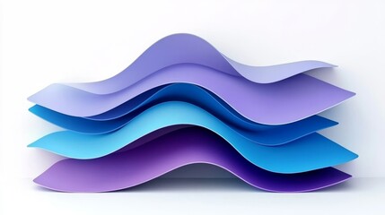 Wall Mural - design element consisting of abstract waves in blue and purple hues on a soft background