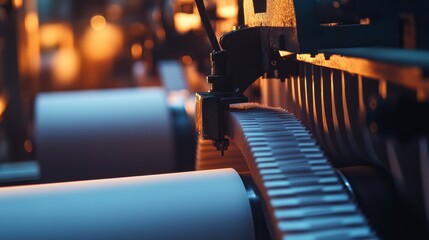 Poster - High-Speed Printing Process in Industrial Studio Lighting