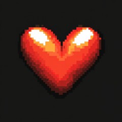 Poster - Pixelated Heart Glowing Dark Background