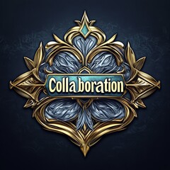Poster - Collaboration Emblem: A Gold and Silver Badge Symbolizing Unity and Partnership for Success.