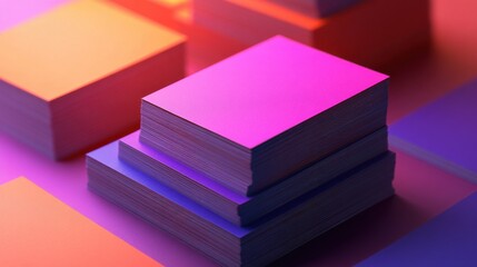 Poster - Organized Business Cards with Vibrant Colors in Studio