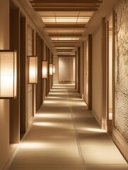  The elegant corridor displays an illuminated hallway of its design