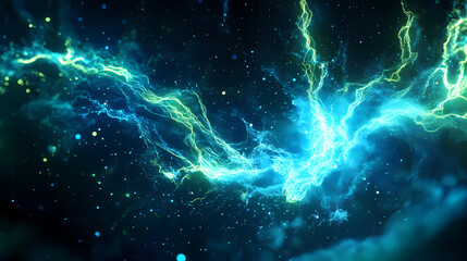 Wall Mural - glowing blue and green nebula in space