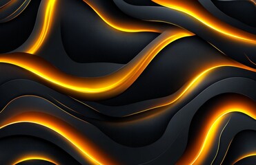 Wall Mural - waves that are dark and abstract in nature emit an orange glow and are filled with particles