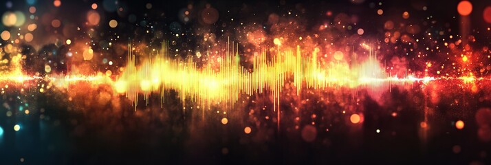 Poster - Abstract Sound Wave Visualization with Bright Orange and Yellow Lights