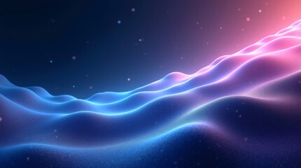 Leinwandbilder - Wavy abstract background with smooth gradient, neon hues, noise texture, futuristic glow, and dynamic movement.