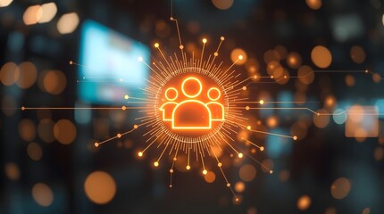 Aufkleber - digital data concept with a glowing people icon