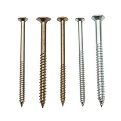 Aufkleber - Various screws of different lengths and materials lined up, showcasing their distinct shapes and textures.