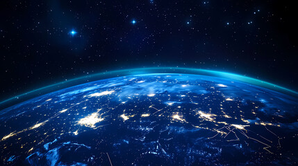 Wall Mural - earth at night with glowing city lights