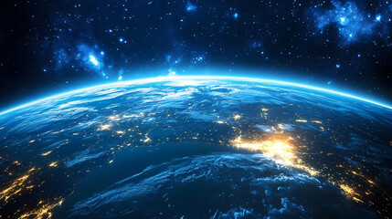 Wall Mural - earth at night with beautiful city light bands