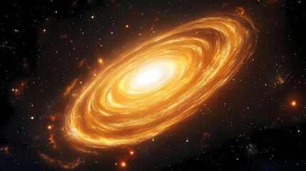 Wall Mural - spiral galaxy with orange and yellow core