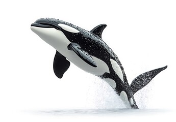 Wall Mural - realistic vector illustration of orca jumping out of water