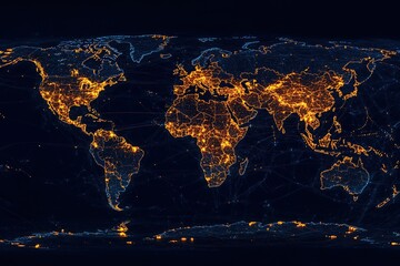 Poster - Global City Lights at Night: A Detailed World Map