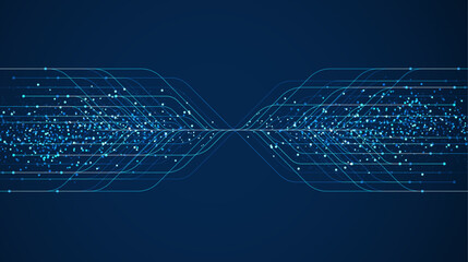 Fototapete - Big data visualization. Social network, financial analysis of complex databases. Data mining. Vector technology background. Information analytics concept.