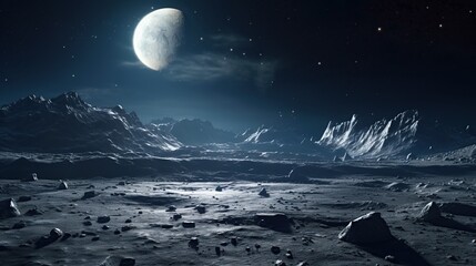 Wall Mural - moon surface environment in space