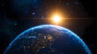 © ma - Earth from Space with Blue Planet and Bright Sun
