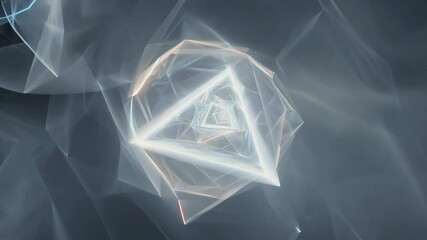 Poster - abstract triangle tunnel animation ethereal light portal with geometric shapes and subtle motion gra