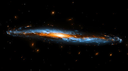 Wall Mural - spiral galaxy with blue and orange colors in the dark space