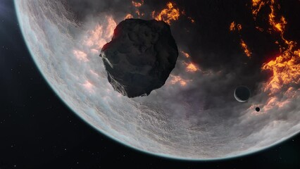 Wall Mural - asteroids in space, 3d animation