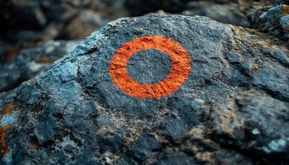 Poster - A rugged rock with a bold target painted on it, representing focus on operational goals and business milestones, professional tone, dynamic business theme
