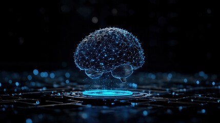 Poster - Futuristic Digital Brain Visualization Representing Artificial Intelligence and Data Connections in a Technology Concept
