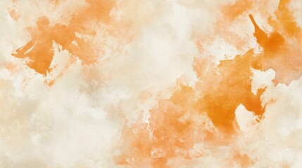 Wall Mural - Vintage watercolor background, light orange and white color palette, very soft, delicate watercolor texture