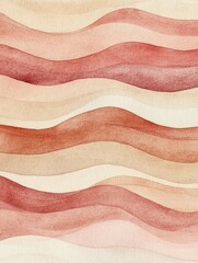 Wall Mural - Watercolor, simple, close-up of soft, muted colors in wavy stripes on paper