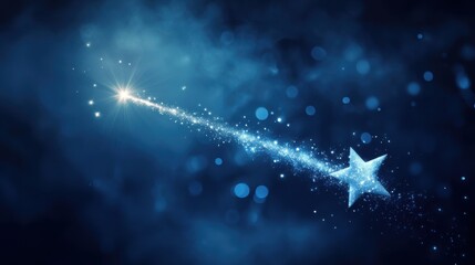 Poster - A shooting star trailing stardust across a darkened blue sky
