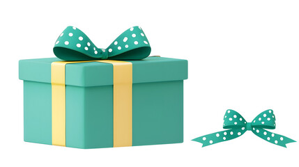 Leinwandbilder - Beautifully designed 3D green gift box with a playful polka dot bow creating a fun and celebratory vibe for various occasions such as birthdays holidays or other special events