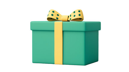 Leinwandbilder - Vibrant and Cheerful 3D Gift Box in a Fresh Green Color Decorated with a Polka Dot Bow Creating a Fun and Festive Vibe for Celebratory Occasions such as Birthdays Holidays or Anniversaries