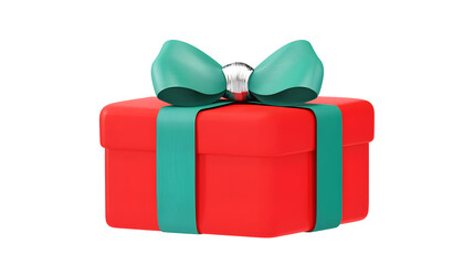 Poster - Elegant 3D rendering of a deep red present with a luxurious silver bow creating a festive and sophisticated holiday or look  Transparent background cutout format