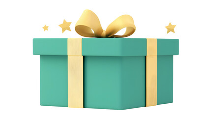 Aufkleber - Elegant 3D rendering of a deep blue premium gift box with a luxurious golden ribbon bow creating a festive and high end look  Transparent background cutout format for various design uses