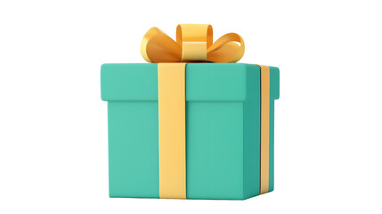 Aufkleber - Charming 3D cartoon blue gift box with a silky red ribbon symbolizing surprises  Transparent background cutout format
