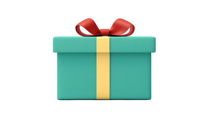Poster - Charming 3D cartoon blue gift box with a silky red ribbon symbolizing surprises  Transparent background cutout format