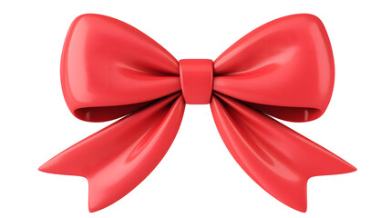 Aufkleber - Elegant 3D rendering of a luxurious red satin bow with a glossy finish tied neatly in a symmetrical shape  The bow is set against a transparent background presented in a cutout format