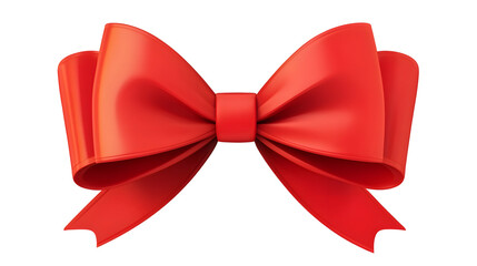 Poster - Playful and eye catching 3D of a vibrant red ribbon bow with a smooth satin like texture and subtle shadow details isolated on a clean transparent background