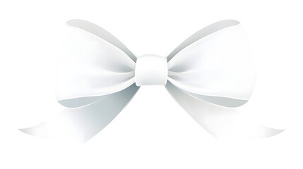 Aufkleber - Elegant 3D Cartoon of a Silky White Bow with Soft Curves and Folds Isolated on a Transparent Background in a Cutout Style