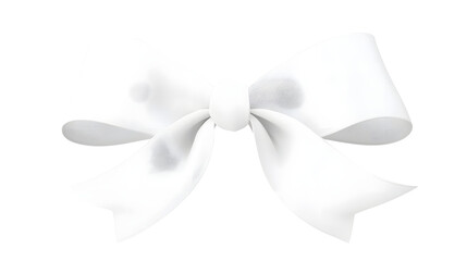 Aufkleber - Elegant and luxurious 3D rendering of a neatly tied glossy white satin bow with a symmetrical shape and transparent background in a cutout format