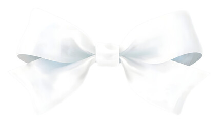 Aufkleber - Elegant and Lively White Bow with a Glossy Silky Texture and Slightly Curled Ribbon Ends for a Stylish and Dynamic Accent  Transparent Background Cutout Style 3D Cartoon like