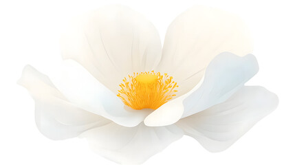 Poster - Playful and vibrant 3D of a white daisy like flower with a bright golden core and symmetrically spread petals exuding a cheerful and elegant vibe  Isolated on a transparent background