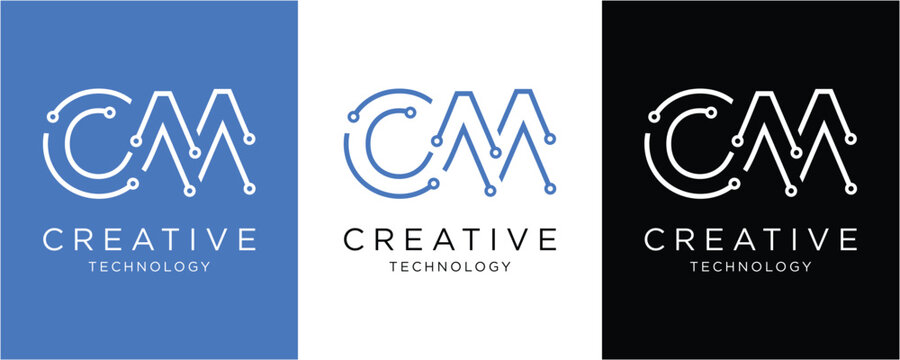 Modern and elegant initial OM vector logo template design for business and technology
