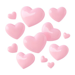 Poster - Charming 3D floating pink hearts in different sizes arranged dynamically as if drifting through the air symbolizing happiness love and emotional connection