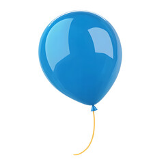 Fototapete - 3D cartoon of a single glossy blue balloon floating gently with a smooth reflective surface isolated on a transparent background in a cutout style