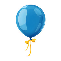 Poster - Charming 3D blue balloon with a slightly inflated highlights and a delicate ribbon tied to its base perfect for festive background cutout format