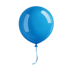 Poster - Playful 3D of a helium filled blue balloon gently swaying  featuring a smooth latex texture and soft lighting effects  The balloon is isolated on a transparent background